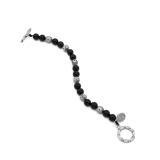 Black Agate Sterling Beaded Bracelet