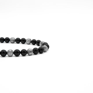 Black Agate Sterling Beaded Bracelet