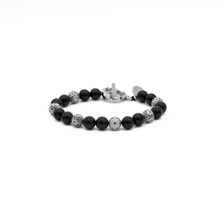 Black Agate Sterling Beaded Bracelet