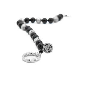 Black Agate Sterling Beaded Bracelet