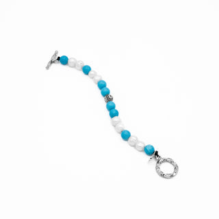 Turquoise White Pearl Beaded Bracelet