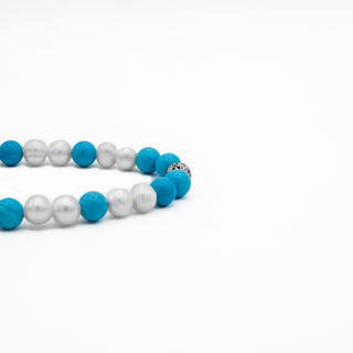 Turquoise White Pearl Beaded Bracelet