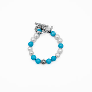 Turquoise White Pearl Beaded Bracelet