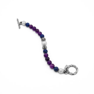 Amethyst Lapis Pearl Beaded Bracelet
