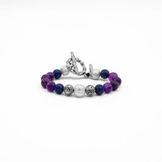 Amethyst Lapis Pearl Beaded Bracelet