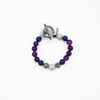 Amethyst Lapis Pearl Beaded Bracelet
