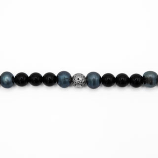 Black Agate Pearl Beaded Bracelet