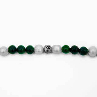 Green Agate and Pearl Beaded Bracelet