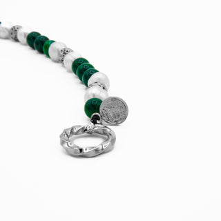 Green Agate and Pearl Beaded Bracelet