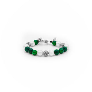 Green Agate and Pearl Beaded Bracelet