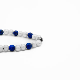 Pearl Lapis Sterling Silver Bracelet