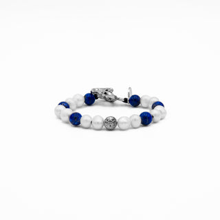Pearl Lapis Sterling Silver Bracelet