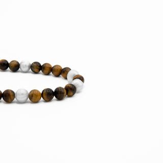 Tiger's Eye White Pearl Beaded Bracelet