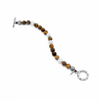 Tiger's Eye White Pearl Beaded Bracelet