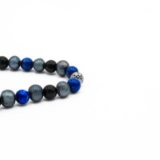 Lapis Agate Pearl Beaded Bracelet