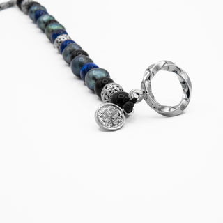 Lapis Agate Pearl Beaded Bracelet