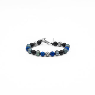 Lapis Agate Pearl Beaded Bracelet