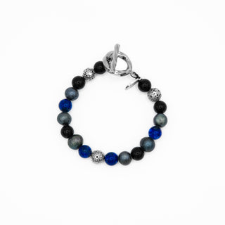 Lapis Agate Pearl Beaded Bracelet